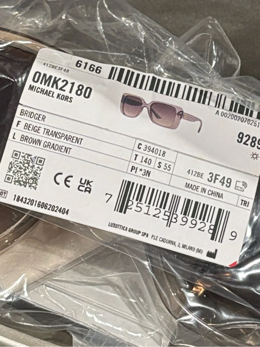 NWT MICHAEL KORS MK2180 “BRIDGER” SUNGLASSES Beige Transparent / Brown Gradient - Picture 11 of 12